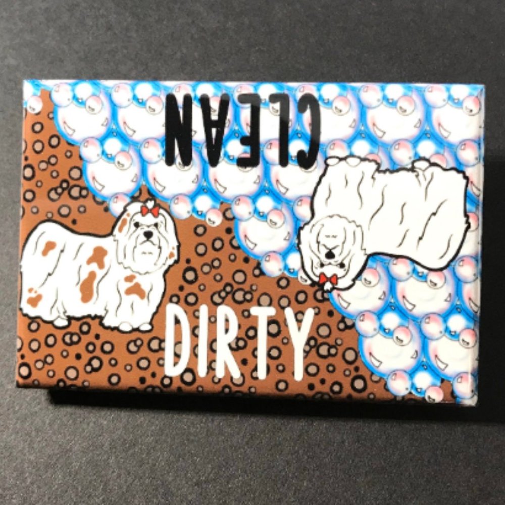 Maltese Dog Dishwasher Magnet Cleaning Sign